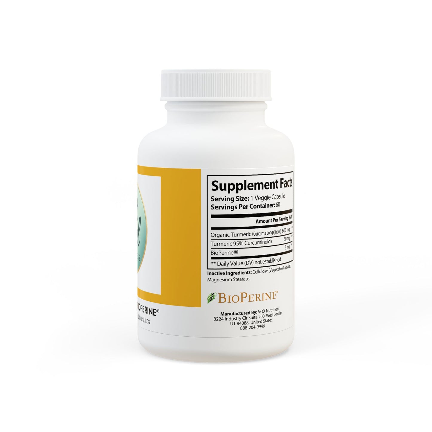 Turmeric with BioPerine® (Black Pepper Fruit Extract) Supplement (60 Capsules)